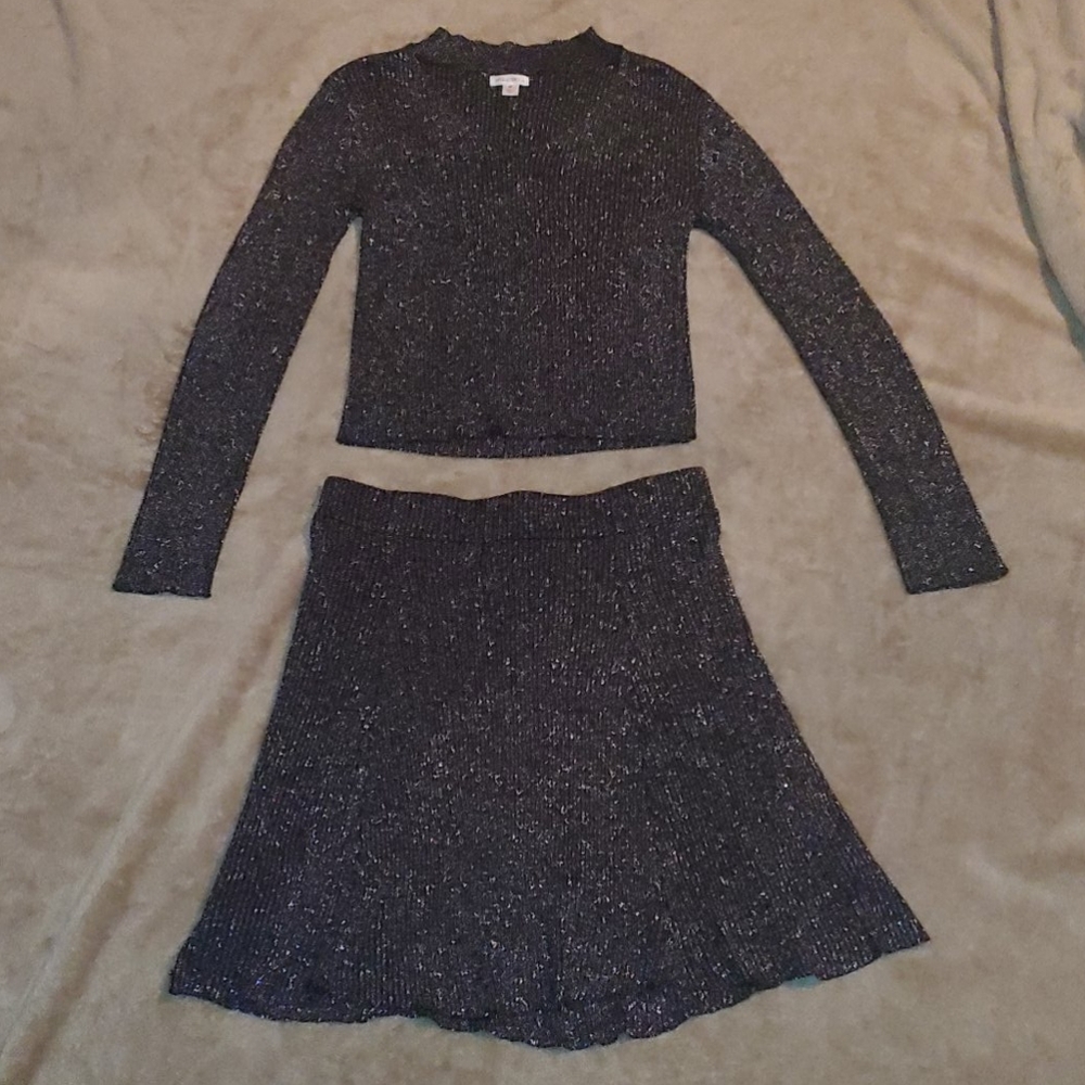 Matching skirt and blouse set.